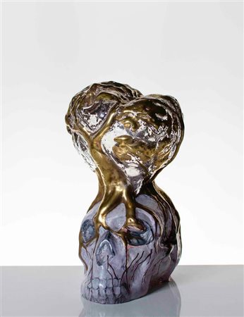 ERWIN EISCH (1927) Scultura in vetro trasparente con decorazione dipinta e...