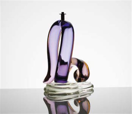 ARCHIMEDE SEGUSO (1909-1999) Basamento di lampada in vetropesante nei toni...