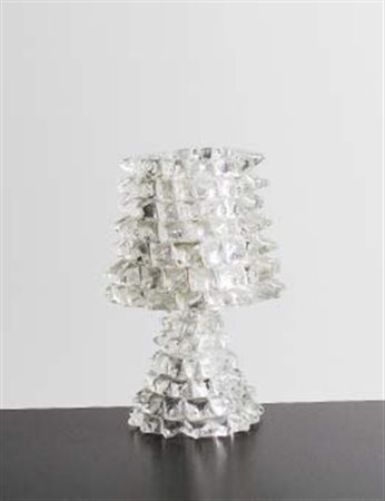 BAROVIER & TOSO Lampada in vetro rostrato trasparente. altezza: cm 20