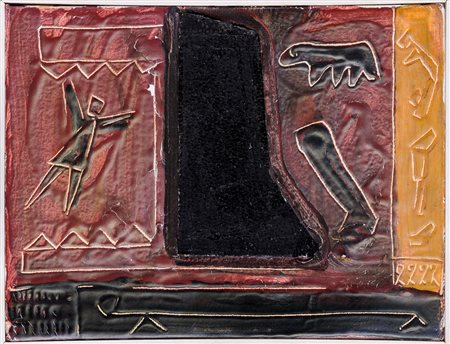 NICOLA PASCARELLA (1955)Tracce, 1984Tecnica mista su telacm 30x40Firma e...