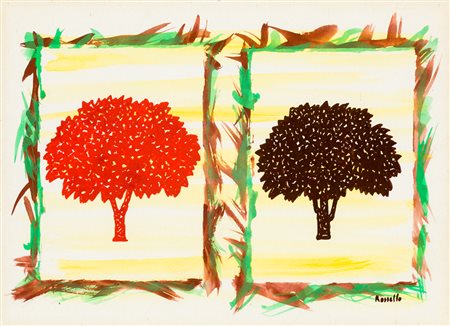 MARIO ROSSELLO (1927-2000)Senza TitoloTecnica mista su cartacm 24x33,5Firma...