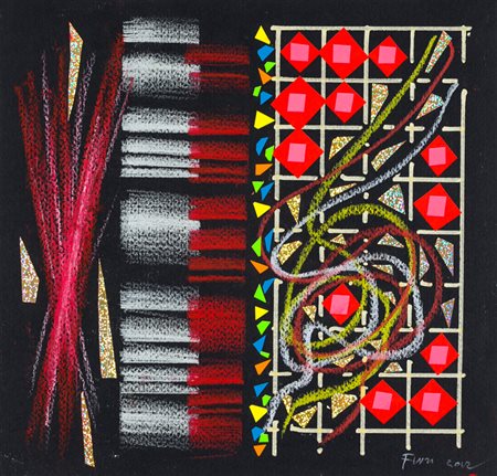 ENNIO FINZI (1931)Senza Titolo, 2012Tecnica mista e collage su cartoncinocm...