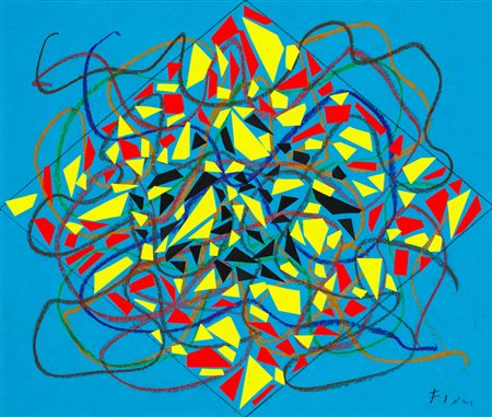 ENNIO FINZI (1931)Senza TitoloTecnica mista e collage su cartoncinocm...