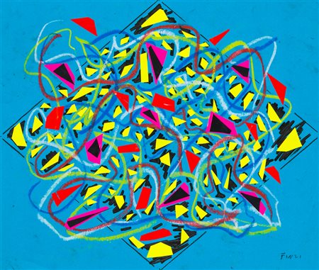 ENNIO FINZI (1931)Senza TitoloTecnica mista e collage su cartoncinocm...