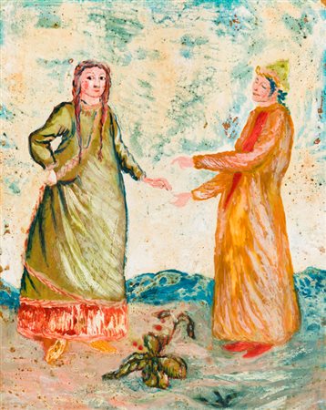 ALIGI SASSU (1912-2000)Costumi Tartari, 1934Tempera su cartoncinocm...