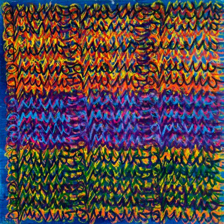 SIMONA WELLER (1940)Grano su fondo blu, 1974Tecnica mista su telacm...