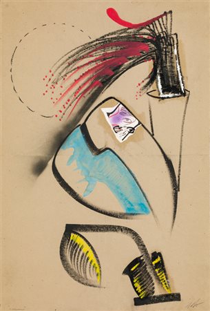 SERGIO DANGELO (1932)Il germoglioSmalto e tempera su carta applicata su...