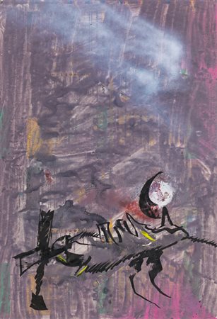 SERGIO DANGELO (1932)Senza TitoloSmalto e tempera su cartacm 63x43Firma al...