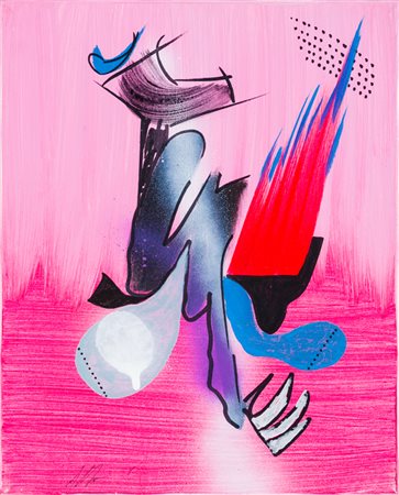 SERGIO DANGELO (1932)Con una falceTecnica mista su telacm 30x24Firma al...