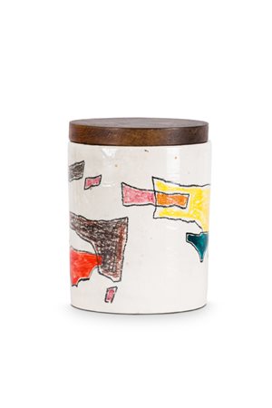 LUIGI VERONESI (1908-1998)Senza Titolo, 1964Barattolo in ceramica dipinta con...