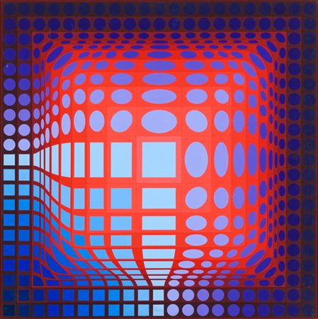 VICTOR VASARELY (1906-1997)Koska-quemer, 1971Olio su tavolacm 64x64Firma al...