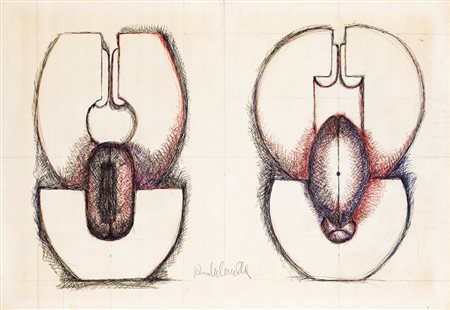 ANDREA CASCELLA (1920-1990)Senza TitoloTecnica mista su cartacm 70x100Firma...