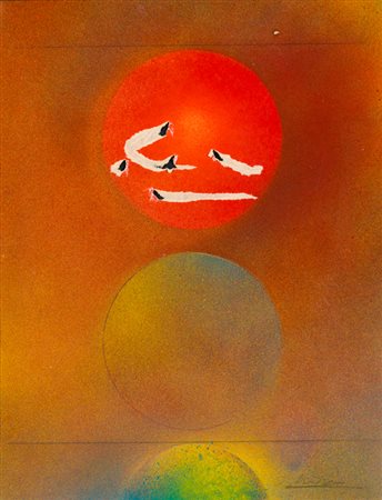 SHOZO SHIMAMOTO (1928-2013)Untitled (Hole 2), 1970-2003Colore spray e buchi...