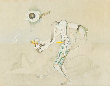 GERARDO CHAVEZ (1937)Lo stregone, 1973Pastelli ed olio su telacm 73x92Firma e...