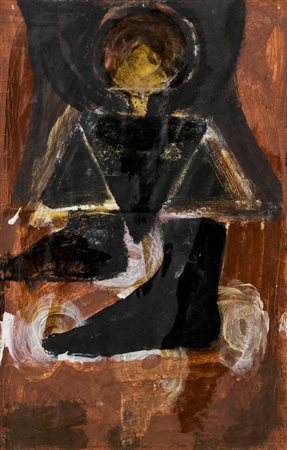 BRUNO CECCOBELLI (1952)Pied a Sal, 1988Pittura su cartacm 59x38Etichetta...