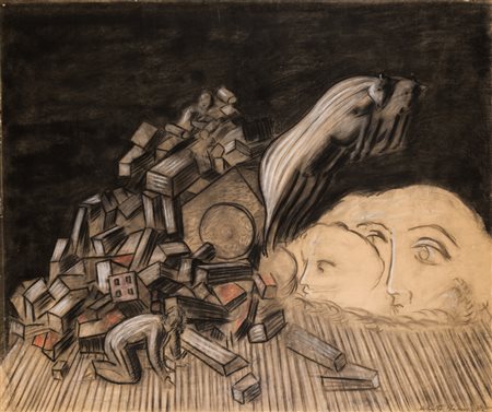 ROBERTO BARNI (1939)Senza Titolo, 1982Tecnica mista su carta applicata su...