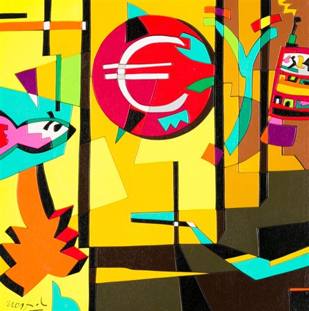 UGO NESPOLO (1941)Le quinte in fila, 2001Acrilici su intarsi di legnocm...