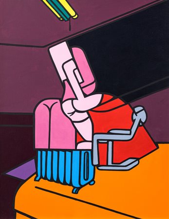 VALERIO ADAMI (1935)Figura in un interno con termosifone, 1969Olio su telacm...