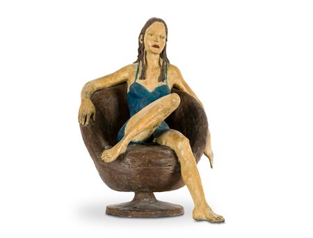 MARCO CORNINI (1966)Ragazza in poltronaScultura in bronzocm 46x32x43Autentica...
