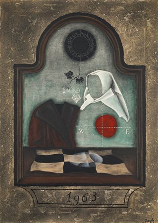 SERGIO FERGOLA (1936-1994)Da dove? Dove? Verso Dove?, 1963Olio e tecnica...