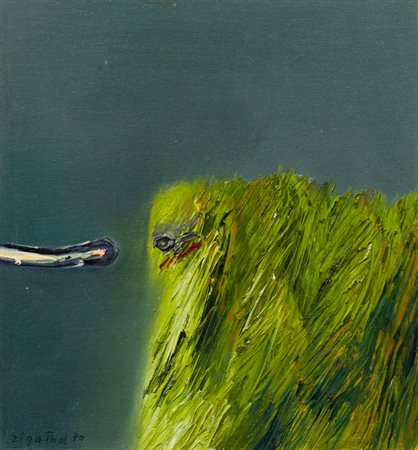 GIUSEPPE ZIGAINA (1924-2015)Senza Titolo, 1970Olio su tela applicata su...