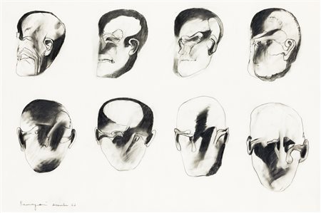 BEPI ROMAGNONI (1930-1964)Studio di teste, 1963Grafite su cartacm 48x66Firma...