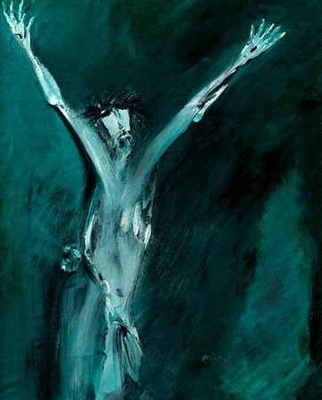 REMO BRINDISI (1918-1996)Crocifissione, 1989Olio su telacm 162x130Firma al...