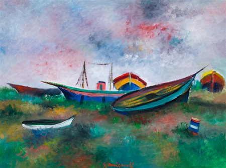 GIOVANNI OMICCIOLI (1901-1975)Senza TitoloOlio su carta intelatacm 45x60Firma...