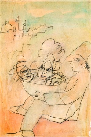 MINO MACCARI (1898-1989)Senza TitoloTecnica mista su tavolacm 47x32,5Firma al...