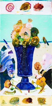 ANTONIO POSSENTI (1933-2016)Fiori al mare, 1993Olio su cartone telatocm...