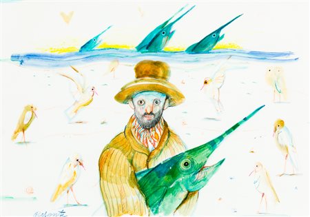 ANTONIO POSSENTI (1933-2016)Pescatore di pesce spada, 1998Tecnica mista su...