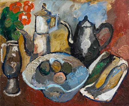 ANDRÉ LANSKOY (1902-1976)Natura mortaOlio su telacm 61x73Firma al...