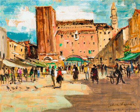 FELICE VELLAN (1889-1976)Campo S. Margherita - VeneziaOlio su carta...
