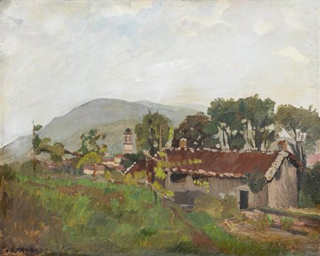 CARLO PRADA (1884-1960)Giorno di pioggiaOlio su telacm 65x80Firma al...