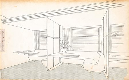 Vinicio Paladini (1902-1971) Architettura d’interno, 1938 china e collage su...