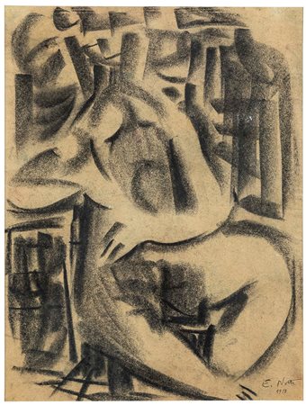Emilio Notte (1891-1982) Nudo seduto, 1918 carboncino e acquerello su carta,...