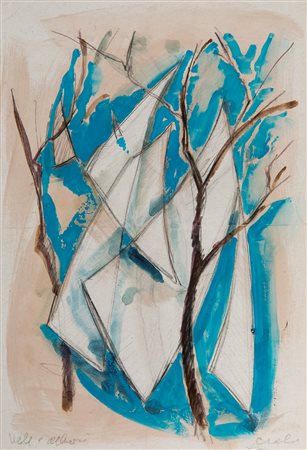 Tullio Crali (1910 - 2000) Vele e alberi, anni ‘60 matita ed acquerello su...