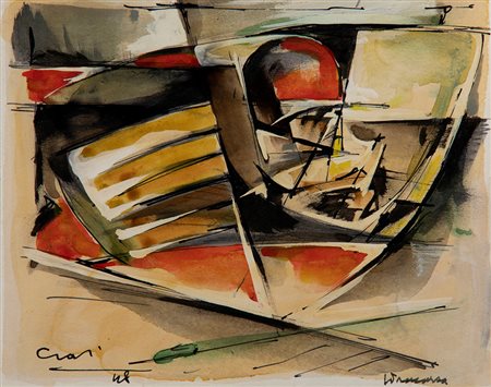 Tullio Crali (1910 - 2000) Idrocorsa, 1948 tecnica mista su carta, cm 13x16,2...