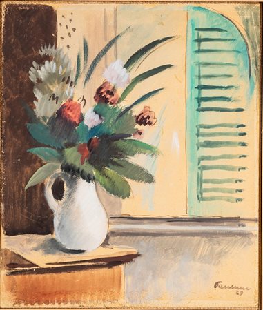 Enrico Paulucci (1901-1999) Fiori finestra, 1929 matita e tempera su carta...