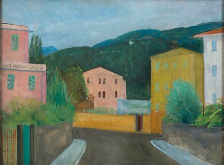 Umberto Lilloni (1898-1980) Strada a Lavagna, 1933 olio su tela, cm 49,5x65...