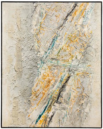Luigi Boille (1926-2015) Senza titolo, 1957 tecnica mista su tela, cm 150x122...