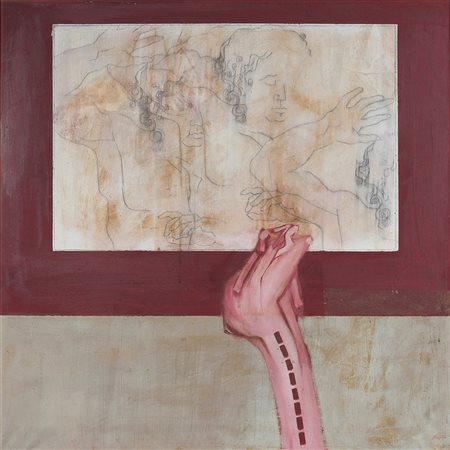 Paolo Baratella (1935) Senza titolo olio su tela, cm 100x100 firmato in basso...