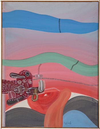 Sergio Dangelo (1932) La vana ombra, 1963 olio su tela, cm 90x70 firmato in...