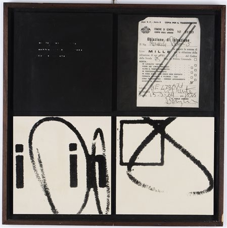 Plinio Mesciulam (1926) Senza titolo tecnica mista su tavola, cm 65x65