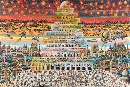 Gabriel Cohen (1933-2017) The tower of Babel, 1988 olio su tela, cm...