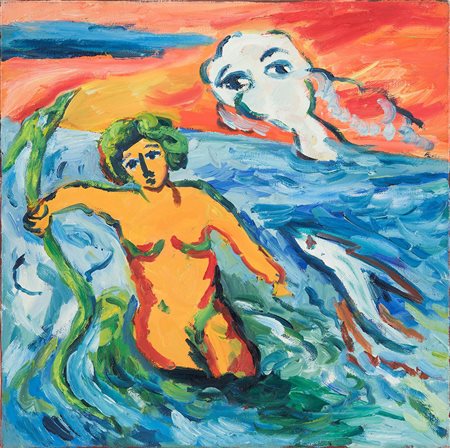 Mimmo Germanà (1944-1992) Senza titolo, 1987 olio su tela, cm 50x50 firmato e...