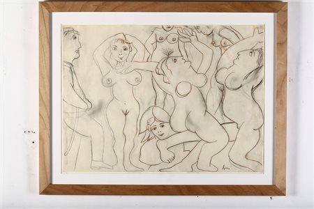 Enrico Baj (1924-2003) Senza titolo, 1976 matita e sanguigna su carta, cm...