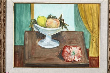 Achille Funi (1890-1972) Natura morta, 1967 ca tempera su tavola, cm 35x47...