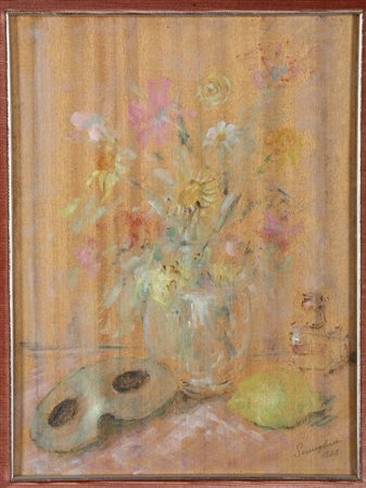 Pio Semeghini (1878-1964) Natura morta con fiori, 1948 olio su tavola, cm...