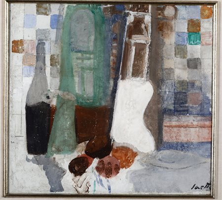 Bruno Saetti (1902-1984) Affresco olio su tela, cm 57x56 firmato in basso a...